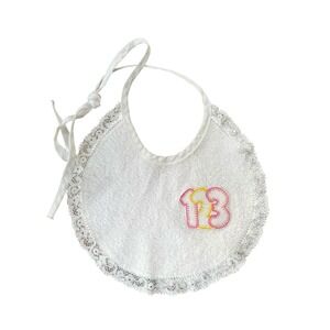 Vintage White Baby Girl Bib With‎ Lace